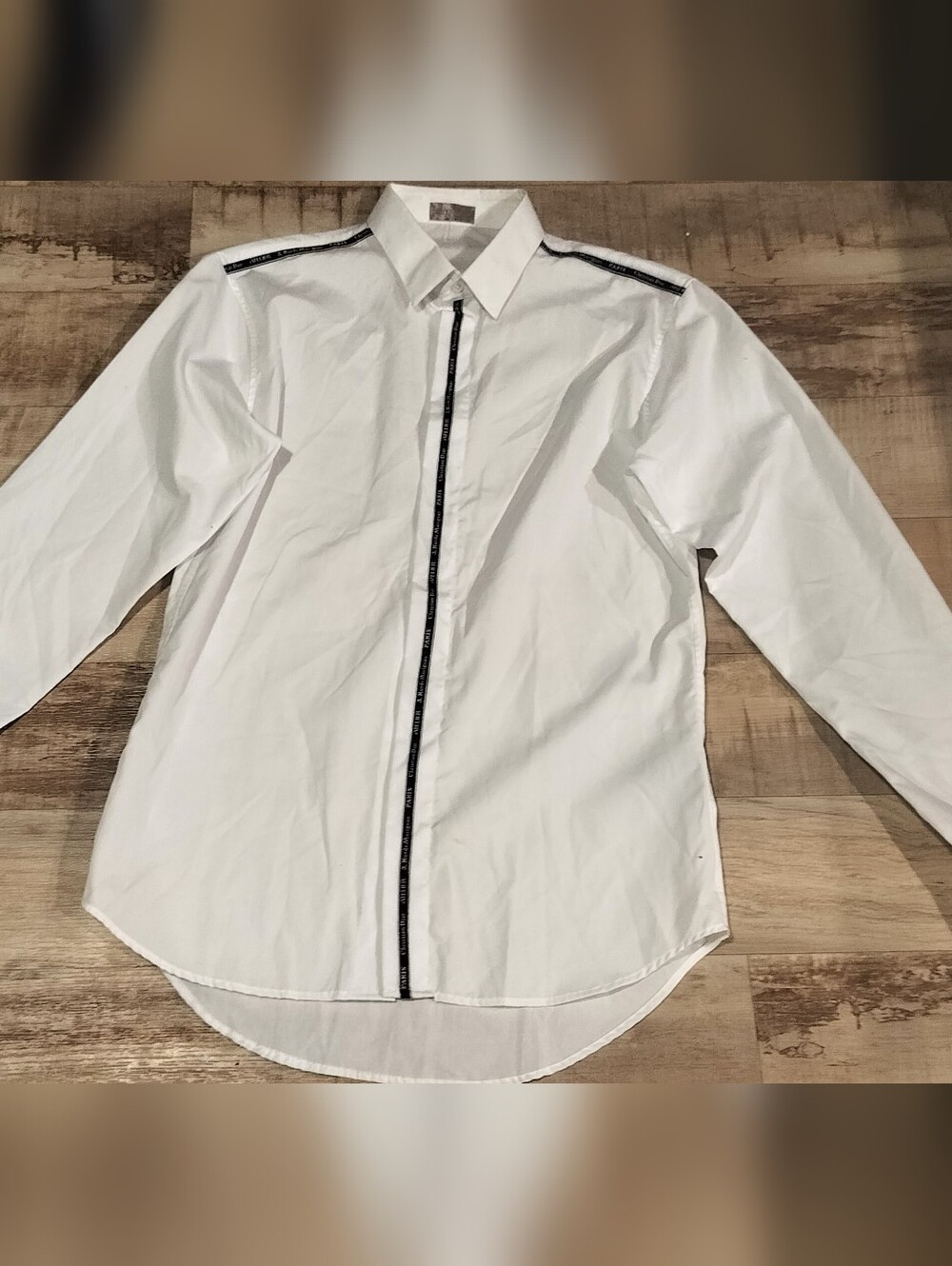 Dior White Long-Sleeve Shirt with Black Trim